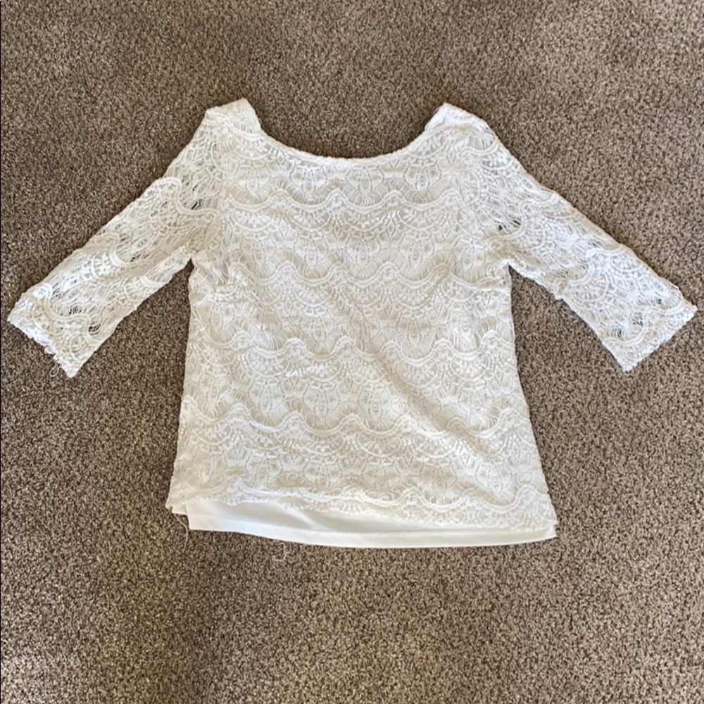 White Lace 3/4 Sleeve Shirt